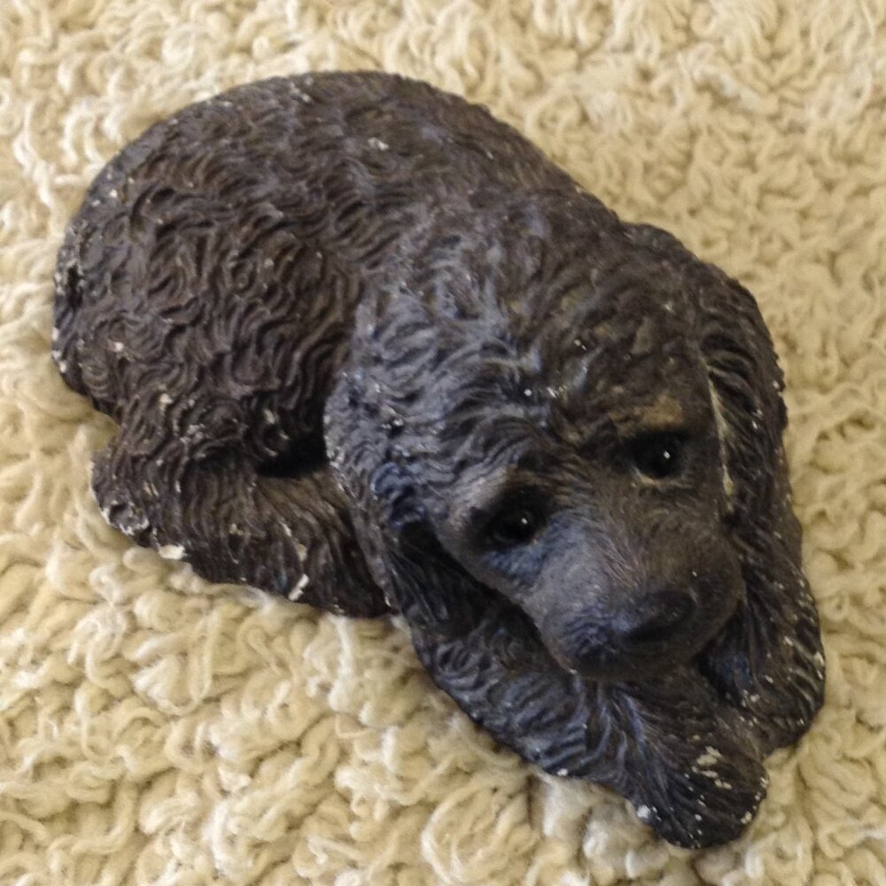 VTG 1981 SandiCast Hand cast dog signed by Sandra Brue hand painted cottagecore